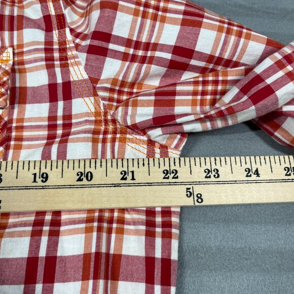 True Religion Shirt Mens Large Western Pearl Snap Long Sleeve Plaid Cotton Cuff - Picture 12 of 16
